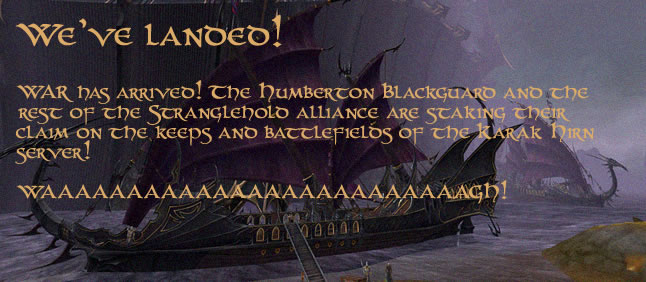 Druchii ships landing on the coast of the Blighted Isle